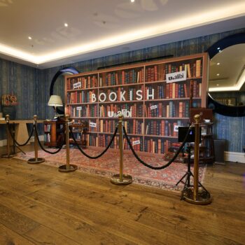 bookish event backdrop at soho hotel london